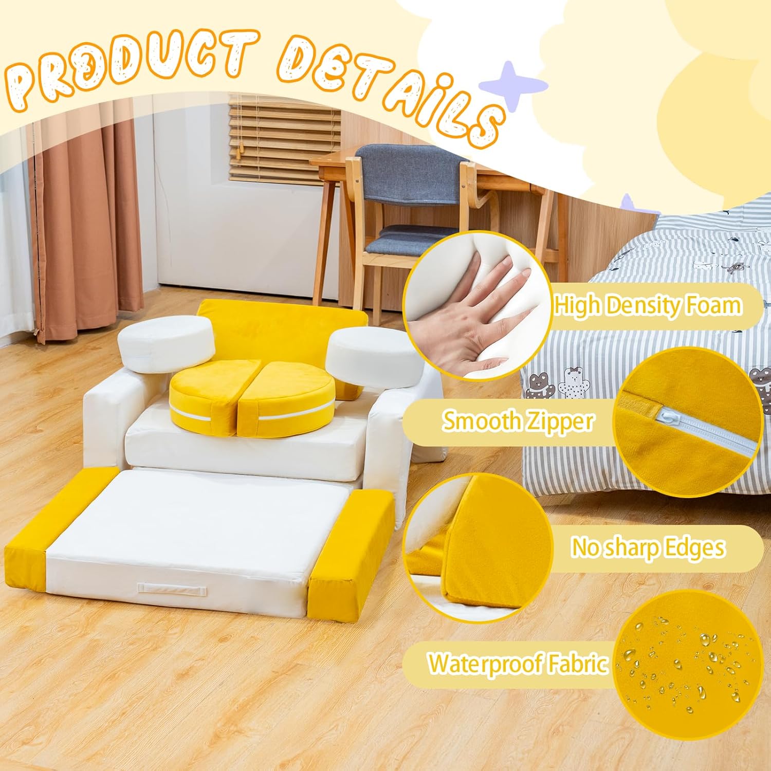 13pcs Toddler Compressible Foam Sofa Blocks