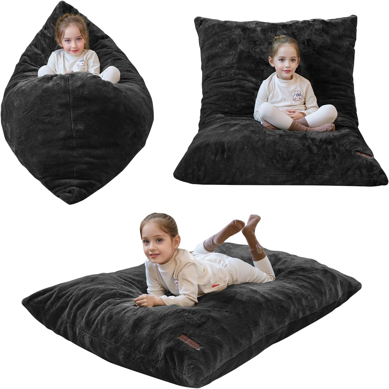 3-in-1 Kids Convertible Bean Bag Chair, Sofa Bed & Floor Cushion