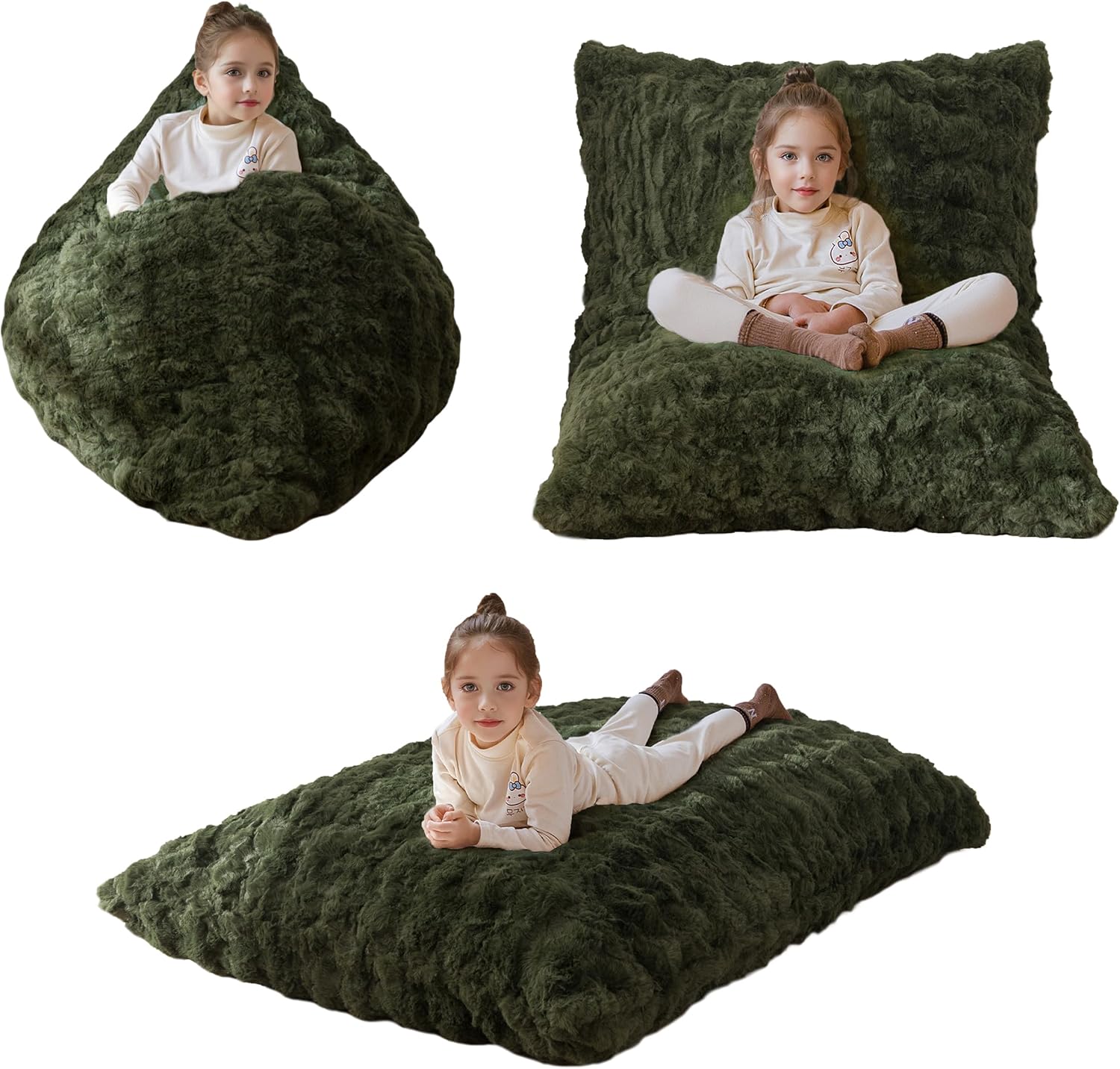 3-in-1 Kids Convertible Bean Bag Chair, Sofa Bed & Floor Cushion