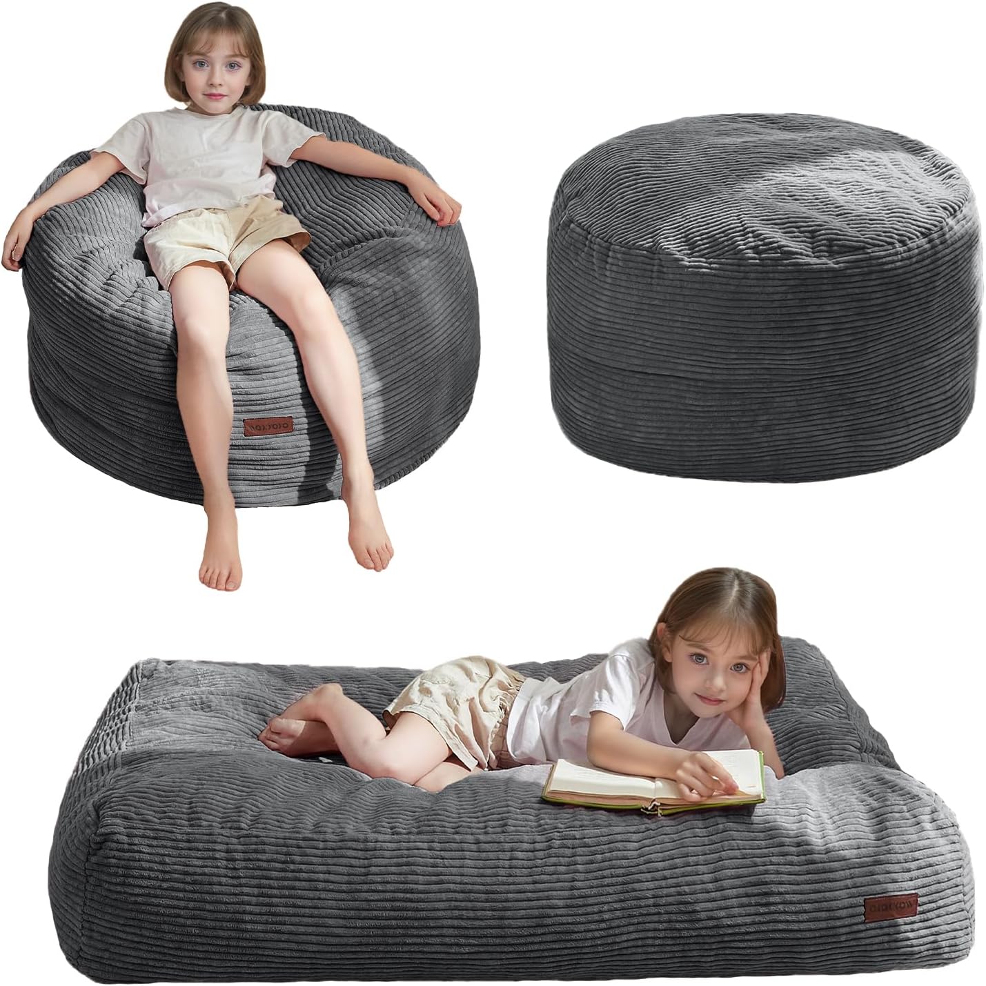 3 in 1 Kids Bean Bag Chair and Floor Mattress Bed