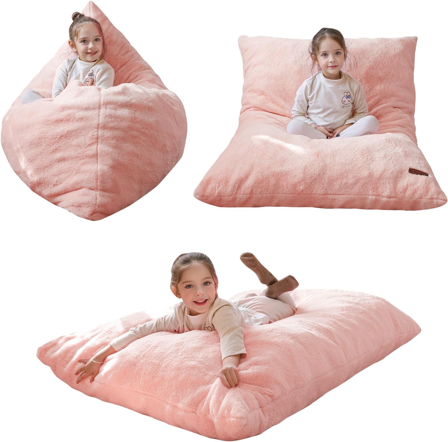 3-in-1 Kids Convertible Bean Bag Chair, Sofa Bed & Floor Cushion