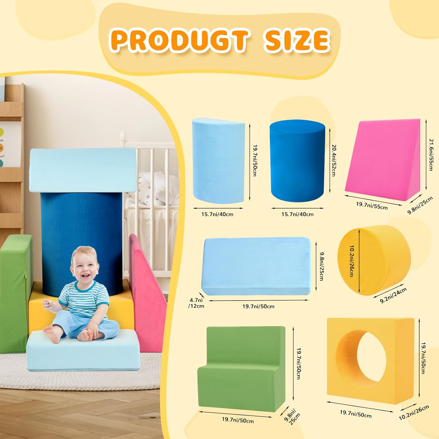 7pcs Colourful Toddler Foam Climber Blocks