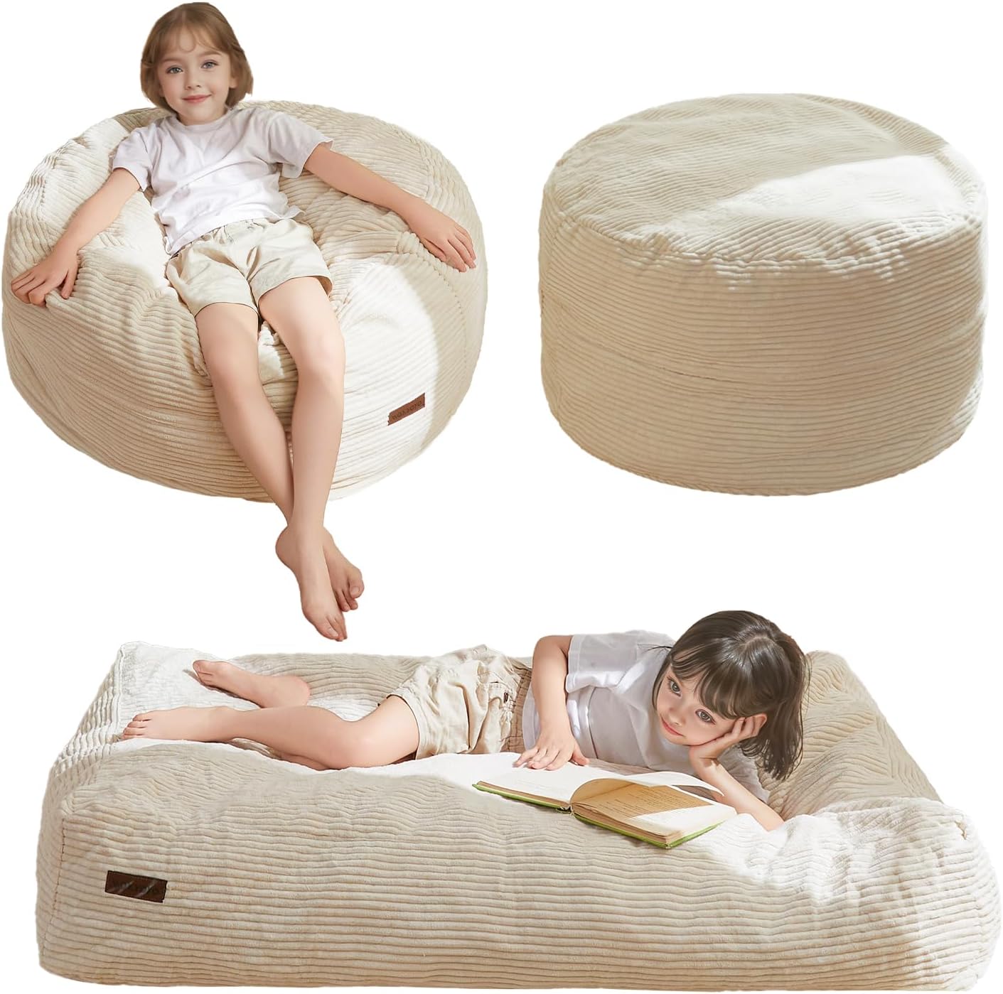 3 in 1 Kids Bean Bag Chair, Floor Sofa Bed and Mattress Lounger