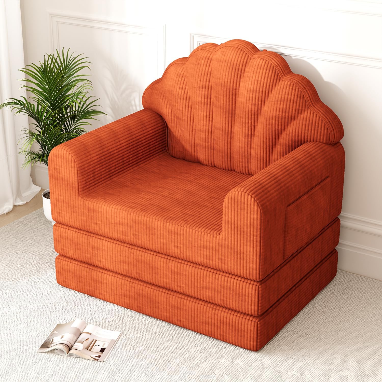 Shell Shape 2-in-1 Folding Sofa Bed Convertible Futon Sleeper Chair