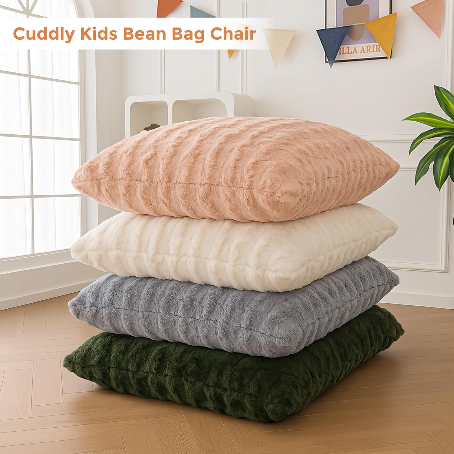 3-in-1 Kids Convertible Bean Bag Chair, Sofa Bed & Floor Cushion