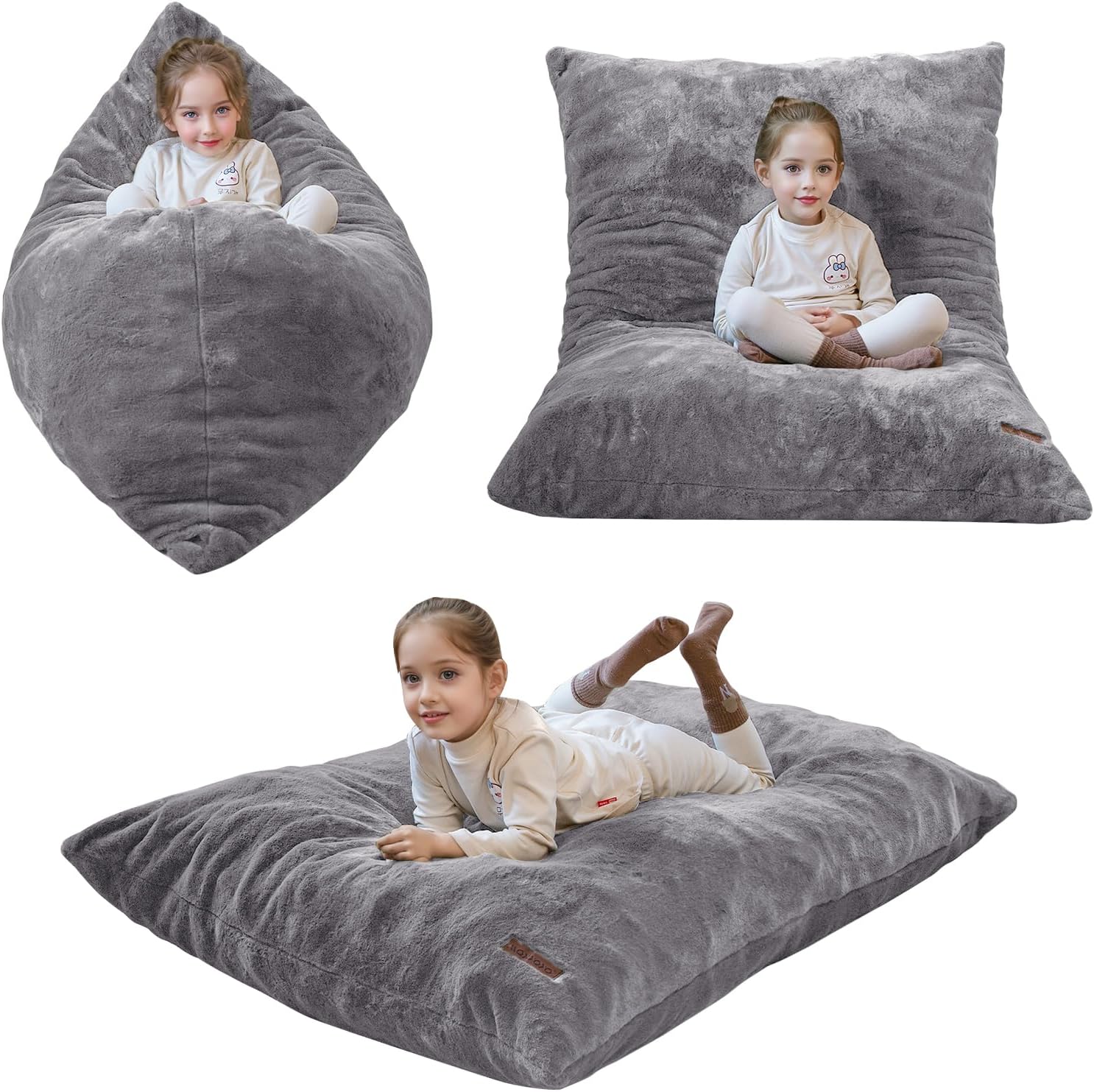 3-in-1 Kids Convertible Bean Bag Chair, Sofa Bed & Floor Cushion