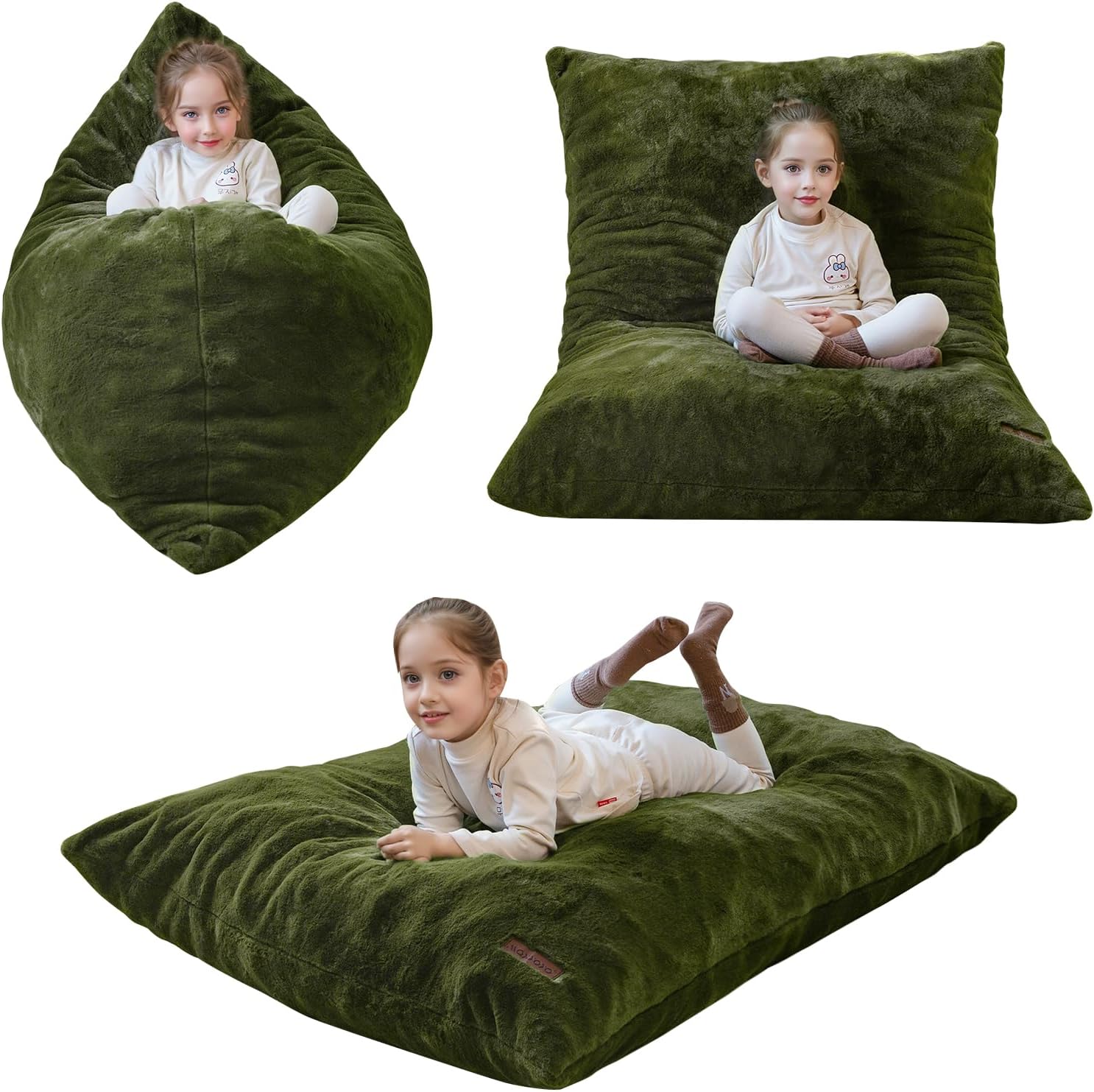 3-in-1 Kids Convertible Bean Bag Chair, Sofa Bed & Floor Cushion