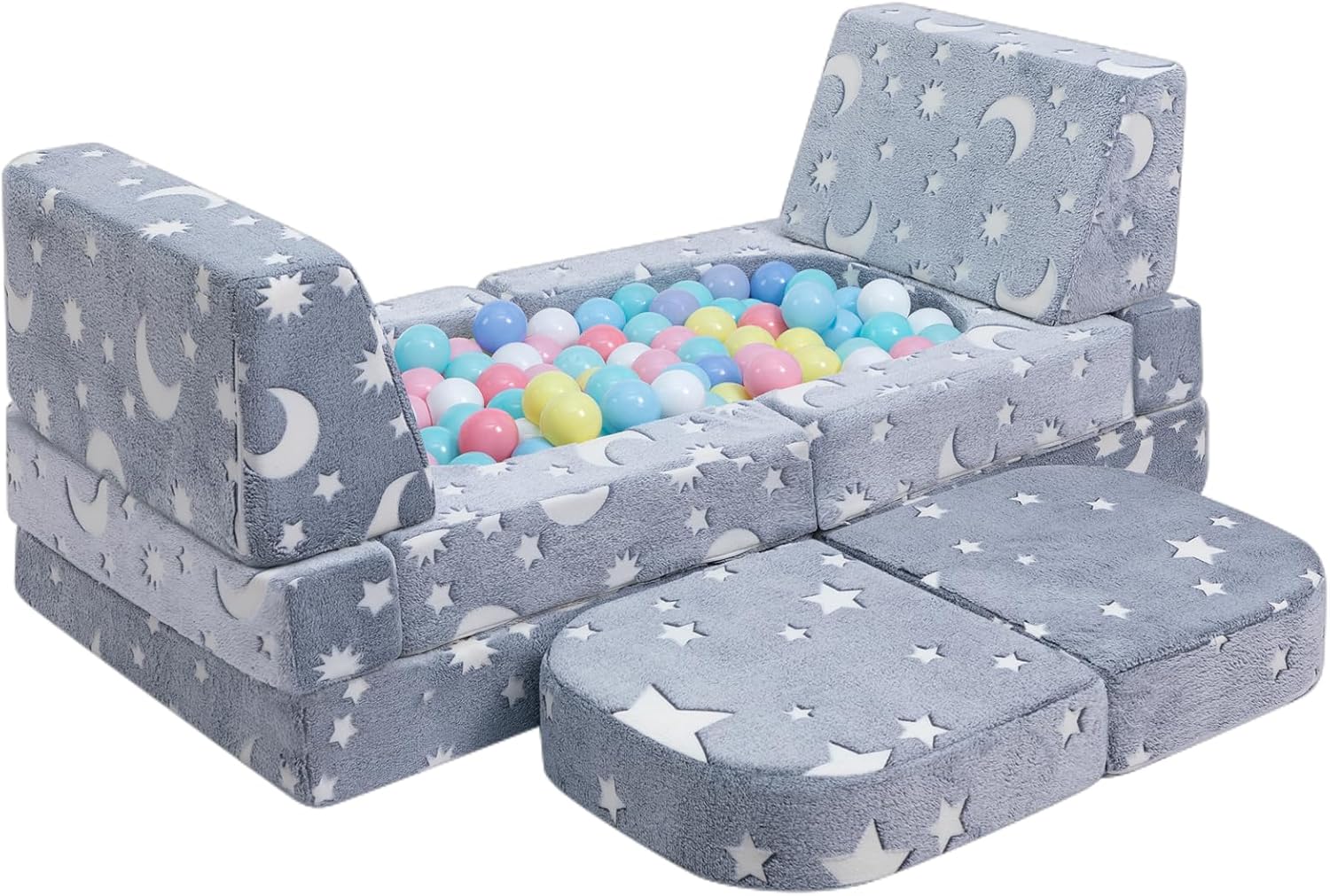 11pcs Kids Versatile Modular Couch with Green Glow