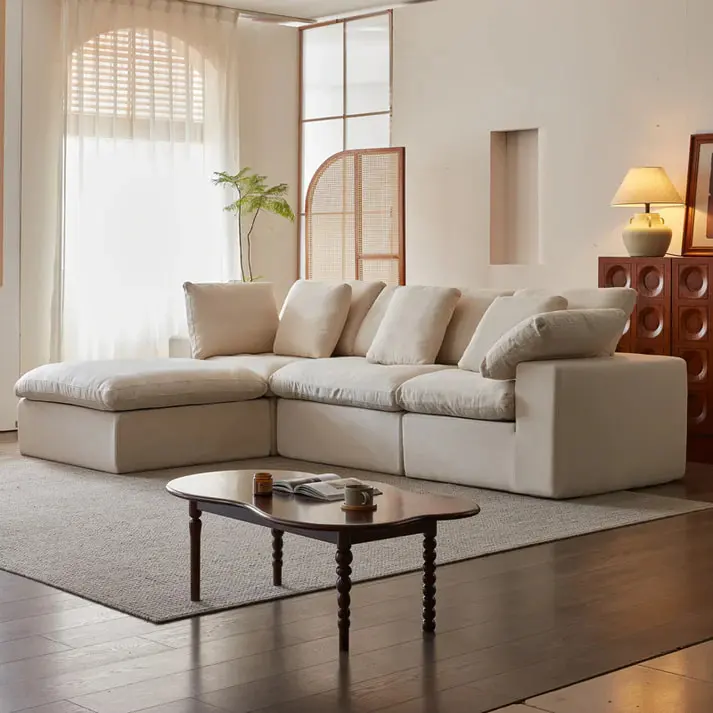 French Style Cloud Modular Sectional Compression Sofa
