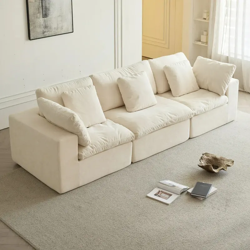 French Style Cloud Modular Sectional Compression Sofa