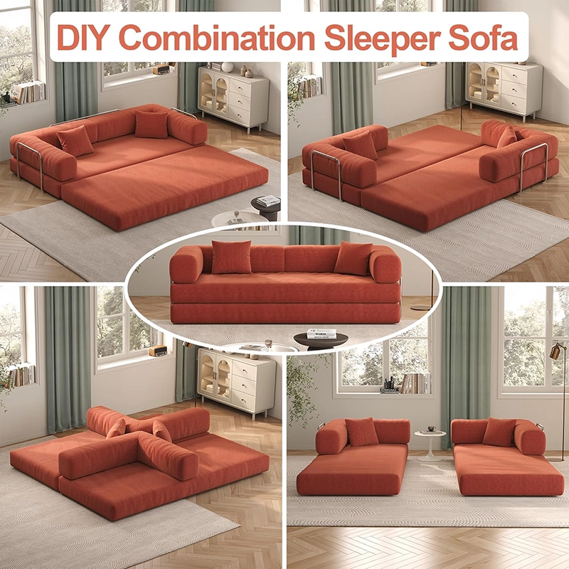 Teddy Convertible Sleeper Sofa Bed - Boneless Compression Couch in a Box