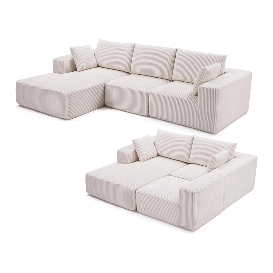108" L-Shape Cloud Modular Sectional Sofa with Chaise