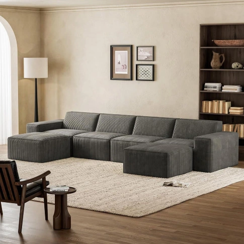 4-Seater Modular Boneless Compression Sofa with Ottoman