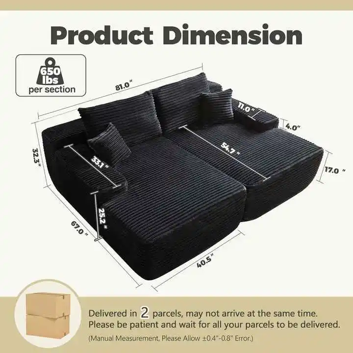Double Oversized Chaise Lounge - Bonless Sleeping Sofa Bed