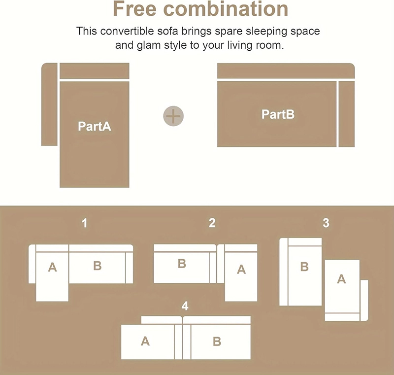 98in Living Room L Shape Modular Combination Sofa