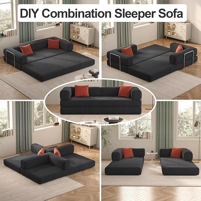 Teddy Convertible Sleeper Sofa Bed - Boneless Compression Couch in a Box