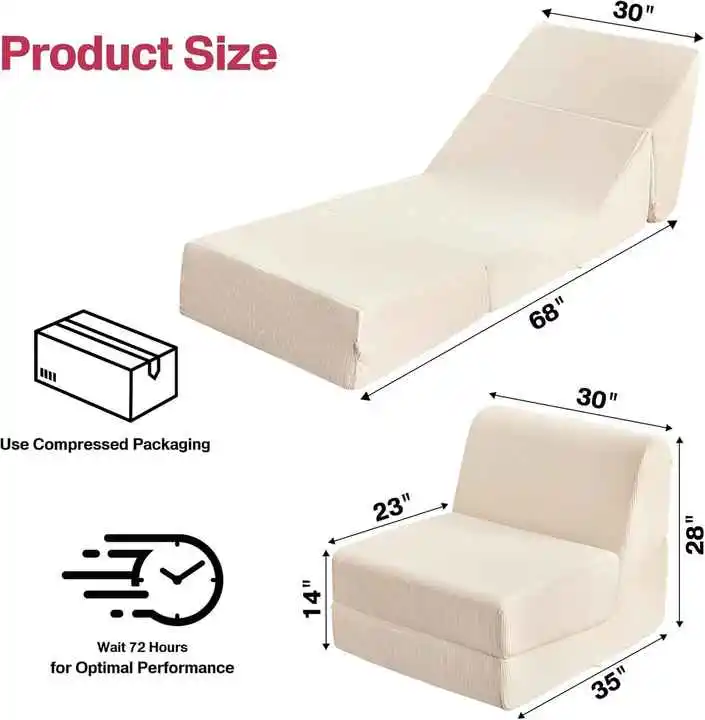 Convertible Folding Sofa Bed - Foam Futon Couch Sleeper