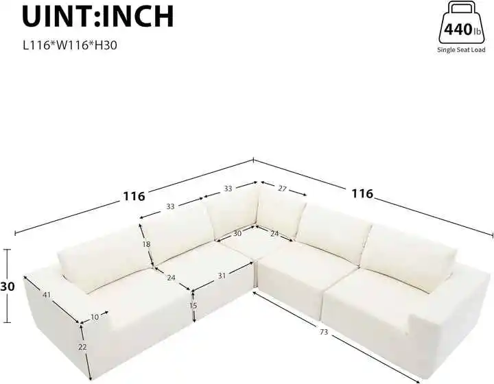 Minimalist Corner Modular Sectional Compressed Sofa