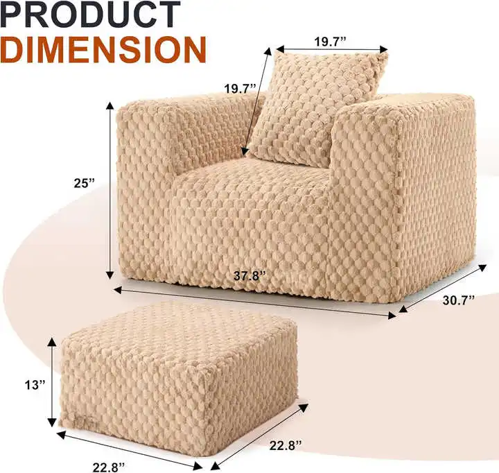 Single Foam Couch with Ottoman For Hotel Bedroom Apartment