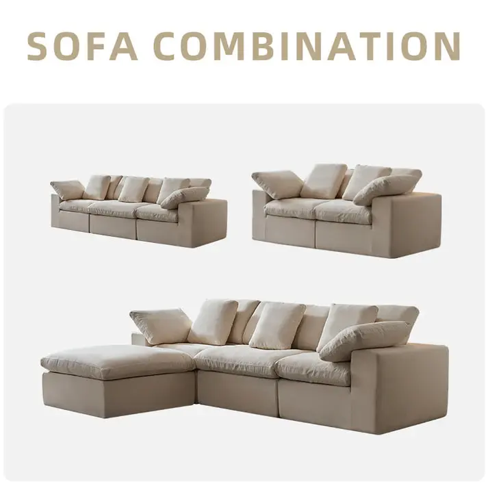 French Style Cloud Modular Sectional Compression Sofa