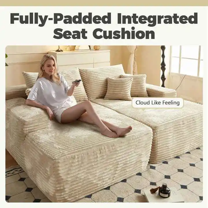 Double Oversized Foam Chaise Lounge - Bonless Sofa Bed