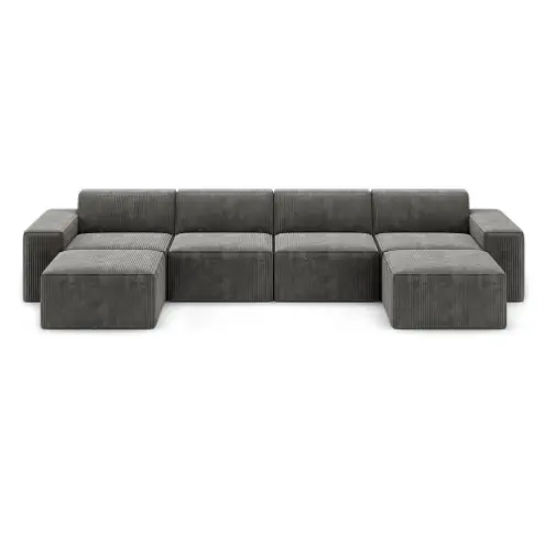 4-Seater Modular Boneless Compression Sofa with Ottoman