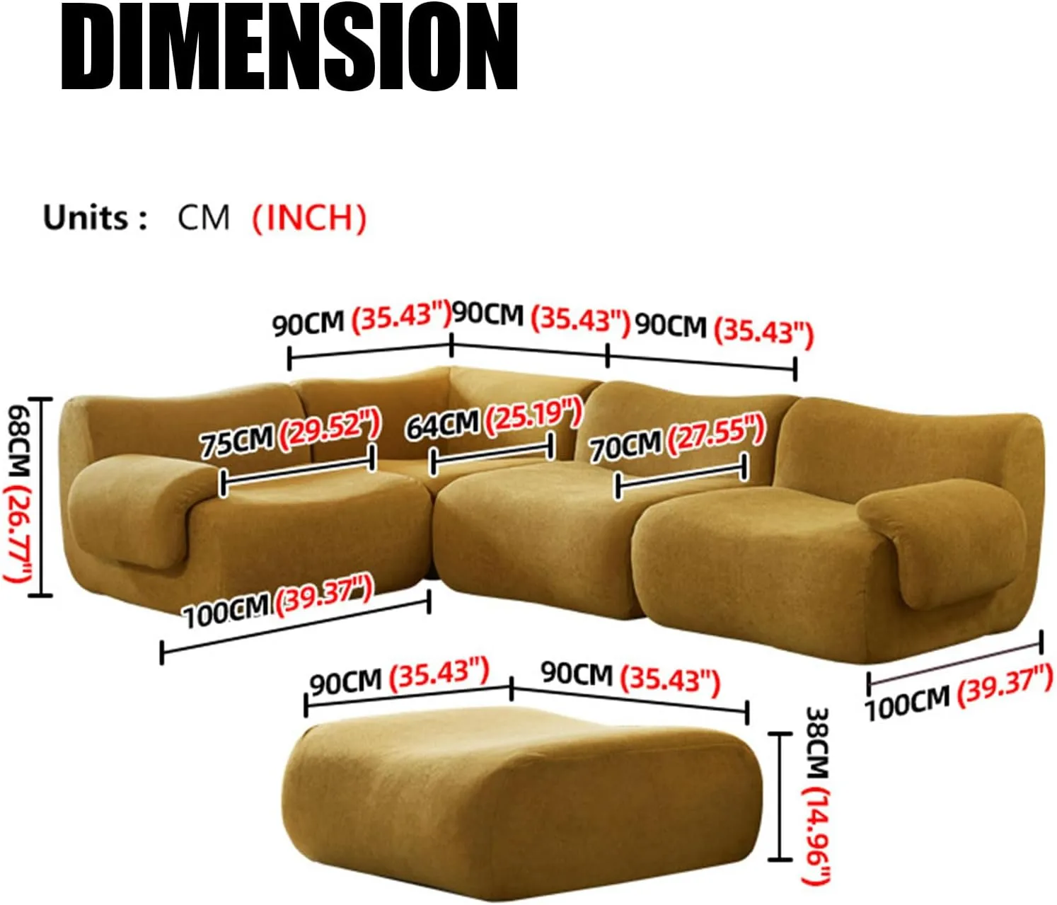 Modern Stylish Curved Compression Couch in Box