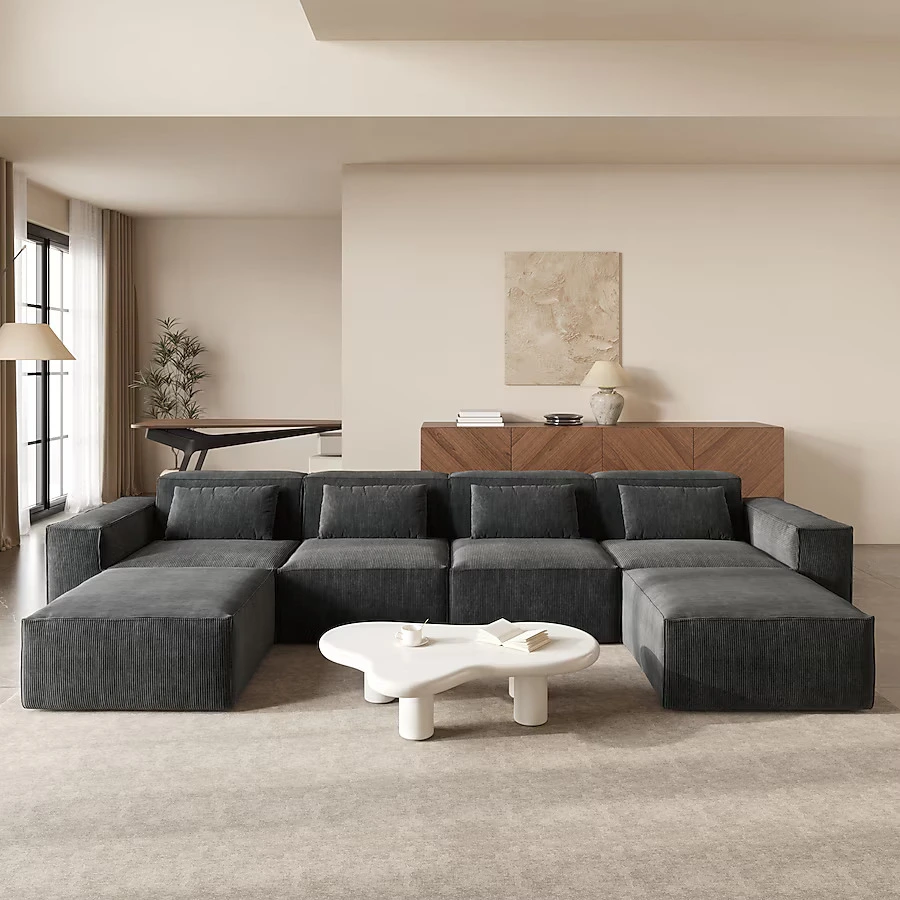 4-Seater Modular Boneless Compression Sofa with Ottoman
