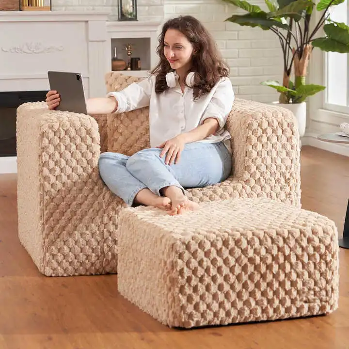 Single Foam Couch with Ottoman For Hotel Bedroom Apartment