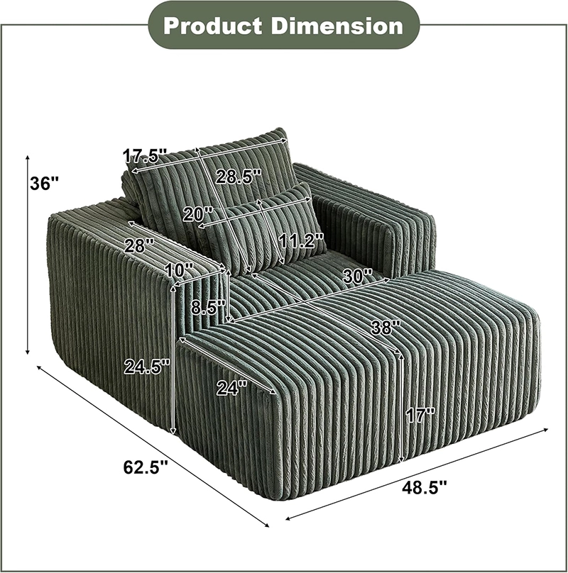 Compressed Chaise longue Chair - Single Sofa Bed with Footrest