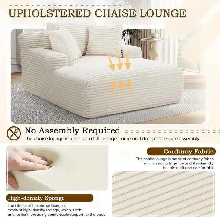 Oversized Soft Cloud Chaise Lounge Sofa With Compression Package