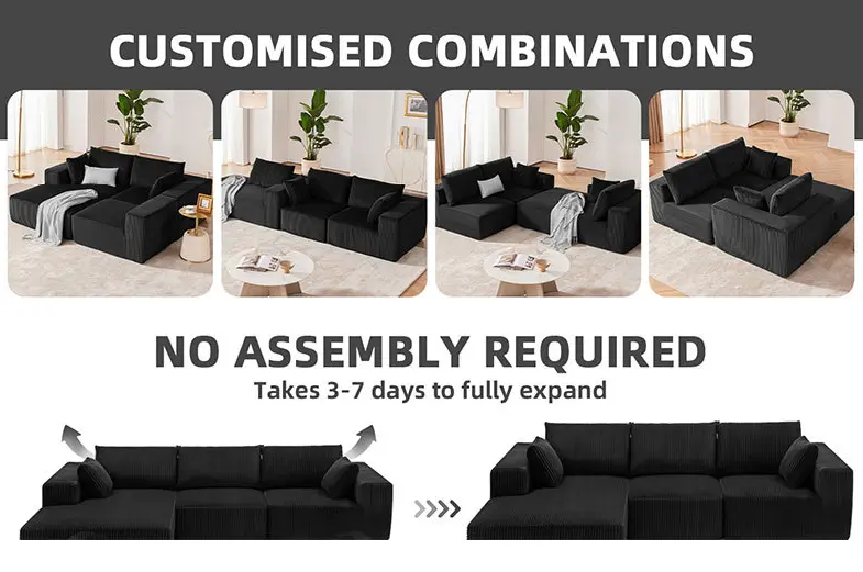 108" L-Shape Cloud Modular Sectional Sofa with Chaise