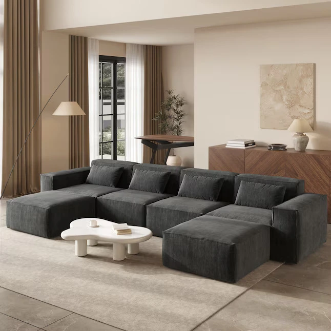 4-Seater Modular Boneless Compression Sofa with Ottoman