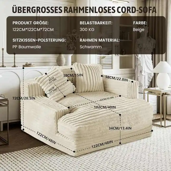 Oversized Chaise Lounge - Lazy Sleeper Sofa Bed