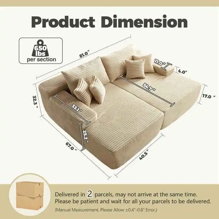 Double Oversized Foam Chaise Lounge - Bonless Sofa Bed