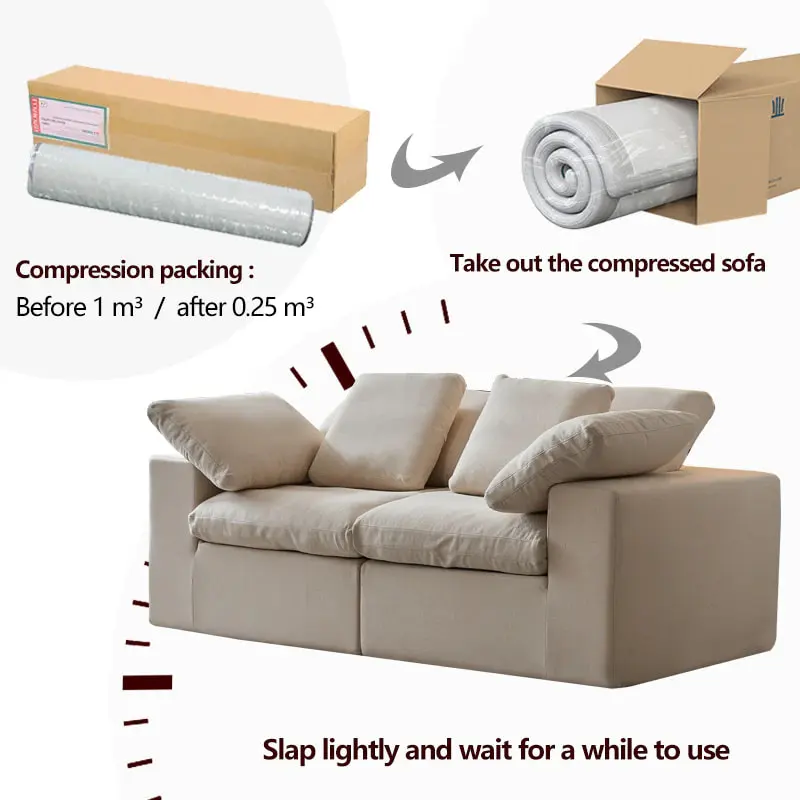 French Style Cloud Modular Sectional Compression Sofa