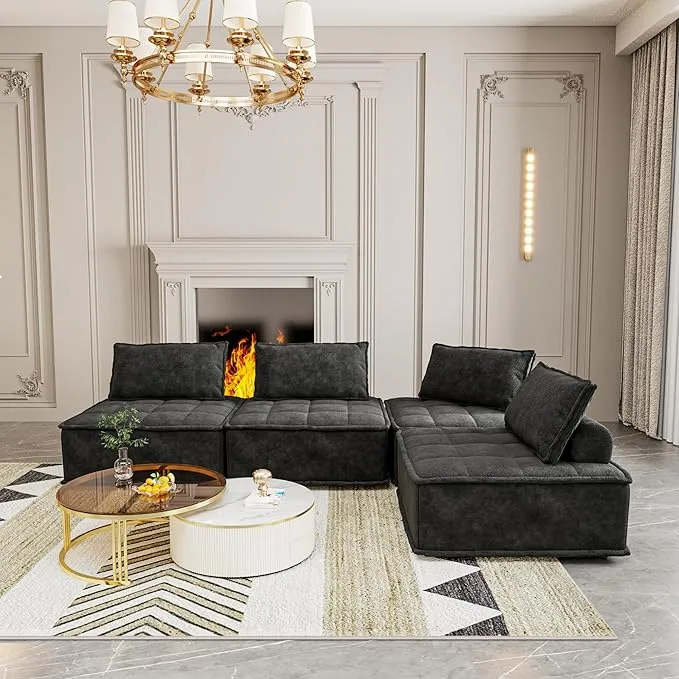 Modular Combination Upholstered Compressible Sofa