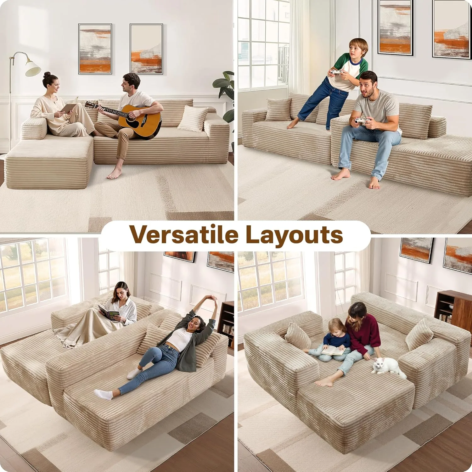 106in L-Shape Modular Combination Sponge Sofa