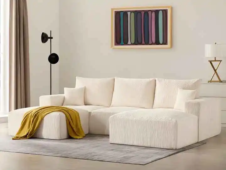 113in Sectional Cloud Boneless Sofa | Living Room Compression Furniture