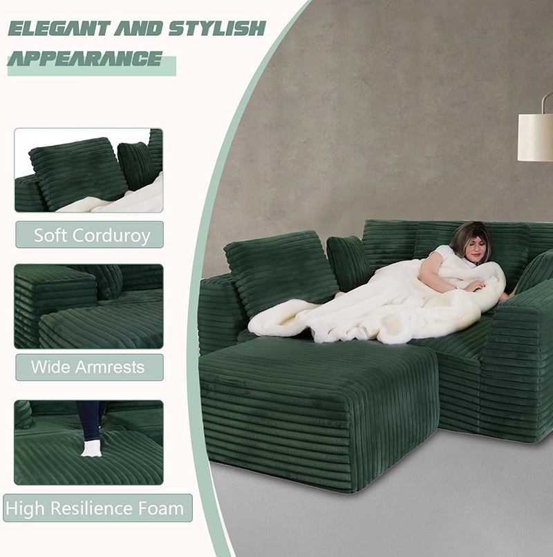 146-inch Oversized U Shape Modular Compression Sofa