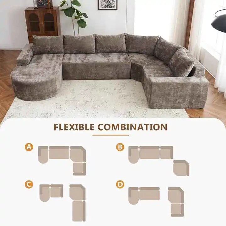 141.7 inch U-shape Modular Combination Compression Sofa