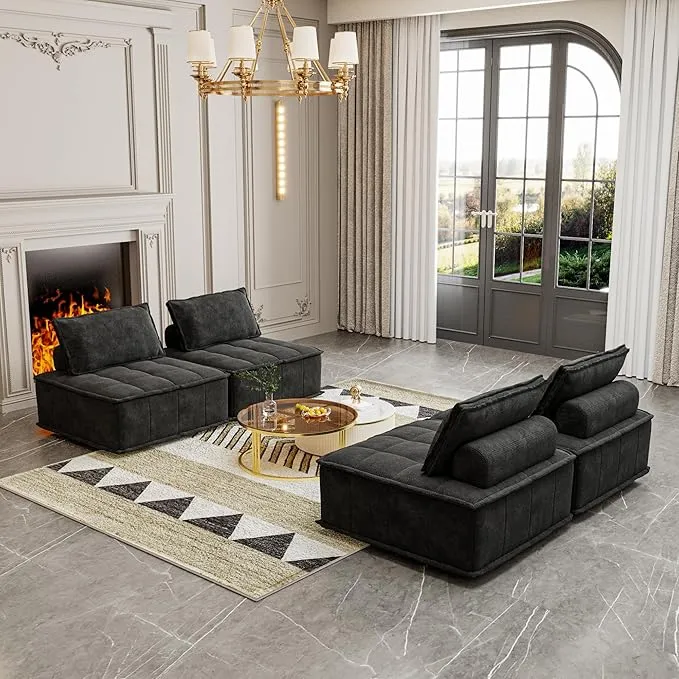 Modular Combination Upholstered Compressible Sofa