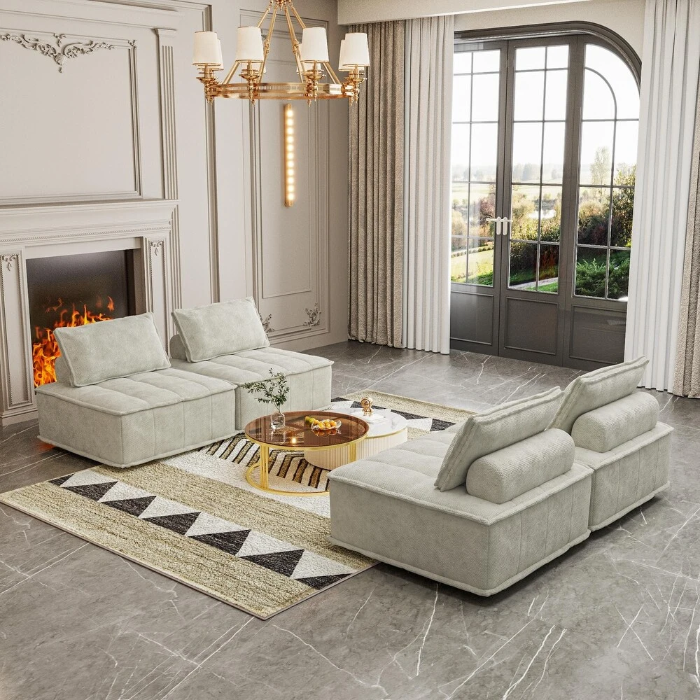 Modular Combination Upholstered Compressible Sofa