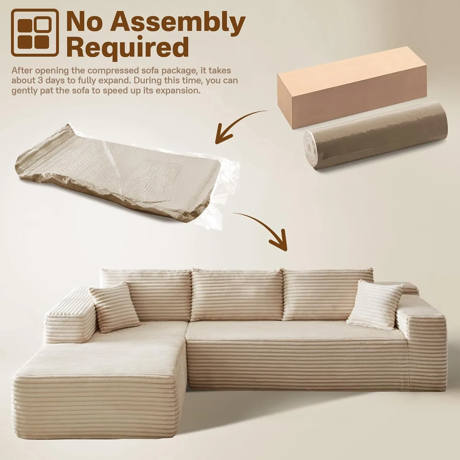 106in L-Shape Modular Combination Sponge Sofa