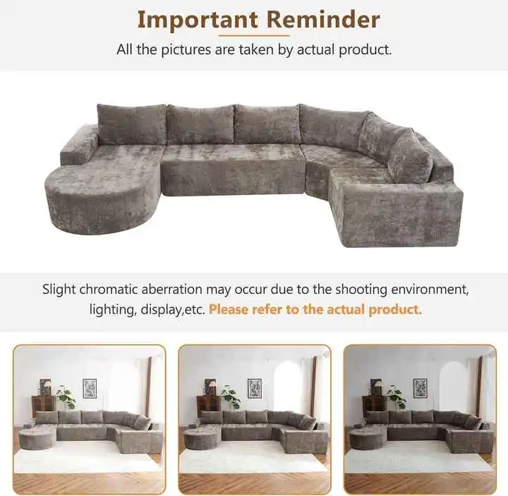 141.7 inch U-shape Modular Combination Compression Sofa