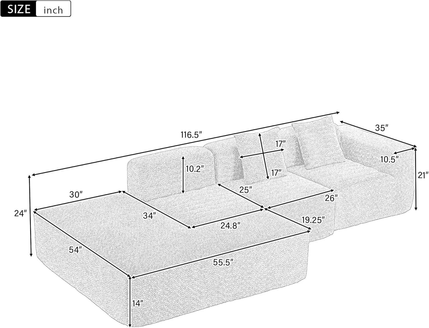 Full-Foam Compression Sofa for Living Room, Apartment & Hotel