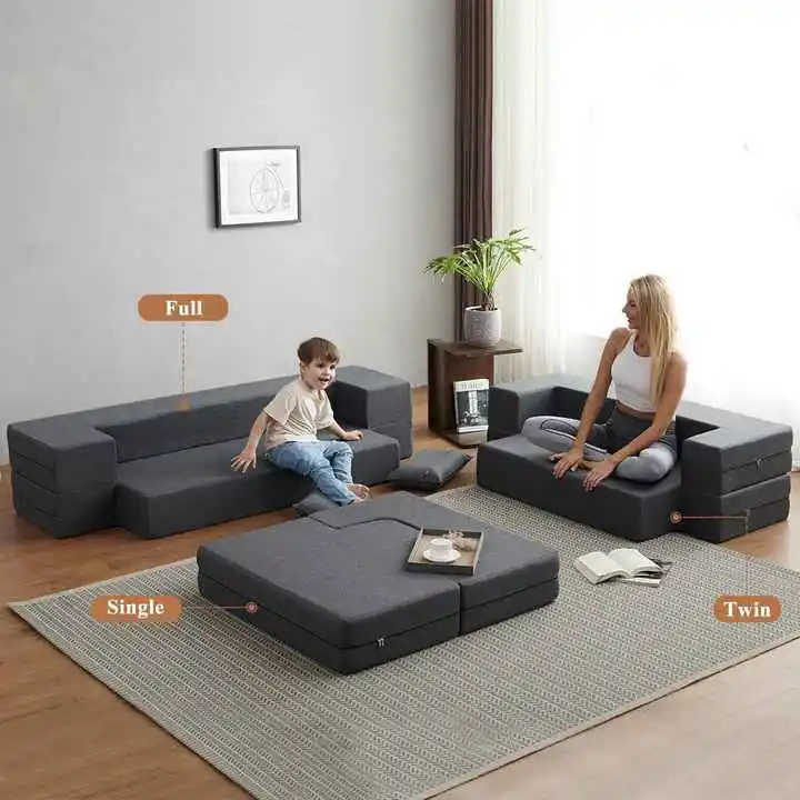 Custom Convertible Floor Sofa Bed & Futon Couch with High Density Compressed Foam