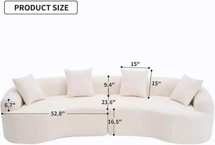 110 inch Curved Modern Minimalist Couch: Compressible Saving 80% Space