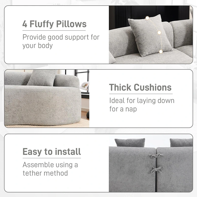 110 inch Curved Modern Minimalist Couch: Compressible Saving 80% Space