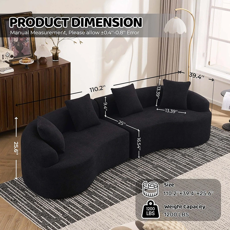 110 inch Curved Modern Minimalist Couch: Compressible Saving 80% Space